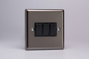 Varilight Pewter 10A 1 or 2 Way Black Rocker Switch (1-6 Gang)