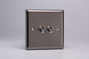 Varilight Pewter 10A 1 or 2 Way Chrome Toggle Switch (1-4 Gang)