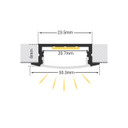 1M Recessed Wide Aluminium Profile With Clip-In Frosted Diffuser 30.3mm x 9.5mm