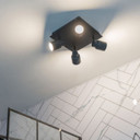 Benton Spotlight Fitting 4 Way Square Plate IP44 in Matt Black