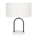 Rachel Table Lamp with Marble and Black Metal Base and Cream Shade
