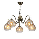 Amber Dome Glass Antique Brass Swan Chandelier Ceiling Light