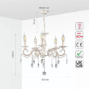 Candle Waterfall Traditional Retro Vintage Arm Chandelier Ceiling Light Crystal Gold Aged Cream E14