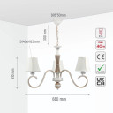 Off White Fabric Shaded Gold Aged Ivory Traditional Retro Vintage Classic Chandelier Ceiling Light E14