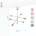 Gold Rod Modern Pendant Tiered Ceiling Chandelier Light 6xE27 Fittings