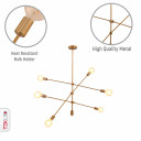 Gold Rod Modern Pendant Tiered Ceiling Chandelier Light 6xE27 Fittings