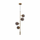 Smoky Globe Glass Gold Metal Body Upward Pendant Ceiling Light 4xE27