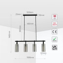 Smoky Glass Chandelier - Adjustable Drop - Linear