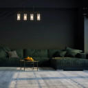 Smoky Glass Chandelier - Adjustable Drop - Linear