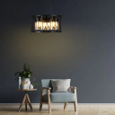 Black Caged Metal Amber Cylinder Glass Chandelier Ceiling Light 3xE27