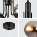 Globe Glass Black Body Pendant Chandelier Ceiling Light E27 - Smoky