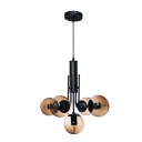 Globe Glass Black Body Pendant Chandelier Ceiling Light E27 - Amber