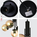 Globe Glass Black Body Pendant Chandelier Ceiling Light E27 - Amber