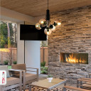 Globe Glass Black Body Pendant Chandelier Ceiling Light E27 - Amber