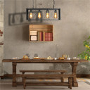 Black Cuboid Metal Kitchen Island Chandelier Ceiling Light 4xE27