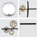 Expanse Ring Black Clear Globe Glasses Kitchen Island LED Chandelier Ceiling Light
