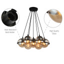 Amber Globe Glasses Daisy Modern Ceiling Light 7xE27 Fittings