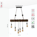 Timber Iron and Wood Beam Island Ceiling Chandelier Light 6xE27