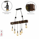 Timber Iron and Wood Beam Island Ceiling Chandelier Light 6xE27