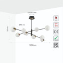 White Globe Glass Black Rod Body Ceiling Light Modern Sputnik Tiered Nordic Kitchen Island Chandelier 10xG9 Fitting