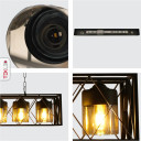 Black Caged Metal Amber Cylinder Glass Island Chandelier Ceiling Light 5xE27