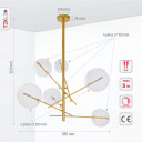 Nordic Sputnik Metal Clear Glass Globe Modern Chandelier Ceiling Light 6xG4 - Gold Antique Brass