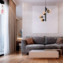 Spiral Globe Glass Black Metal Body Modern Sputnik Pendant Ceiling Chandelier Light E27 - Amber