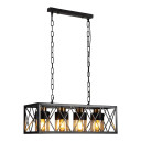 Black Cuboid Metal Amber Cylinder Glass Island Chandelier Ceiling Light 4xE27