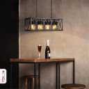 Black Cuboid Metal Amber Cylinder Glass Island Chandelier Ceiling Light 4xE27