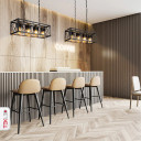Black Cuboid Metal Amber Cylinder Glass Island Chandelier Ceiling Light 4xE27