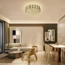 Tiered Flush Chandelier Ceiling Light with Smoky and Clear Crystals - Small
