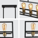 Black Metal Cuboid Kitchen Island Chandelier Ceiling Light 5xE27