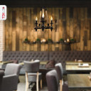 Farmhouse Rustic Matte Black Metal Hemp Rope Wagon Wheel Ceiling Chandelier Light