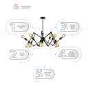 Black Hinged Rod Metal Spider Chandelier Ceiling Light E27 Fittings