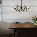 Black Hinged Rod Metal Spider Chandelier Ceiling Light E27 Fittings