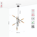 Black and Gold Sputnik Rod Modern Pendant Chandelier Ceiling Light E27