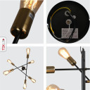 Black and Gold Sputnik Rod Modern Pendant Chandelier Ceiling Light E27