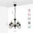 Candle Vintage Gold Patinated Black French Chandelier Ceiling Light E14
