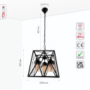 Black Metal Body Amber Cylinder Glass Cage Cuboid Chandelier Ceiling Light