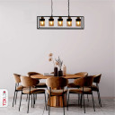 Amber Glass Black Metal Body Island Chandelier Ceiling Light