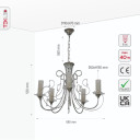 Opal Cylinder Glass Chrome Candle Metal Arm Ceiling Chandelier Light