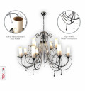 Opal Cylinder Glass Chrome Candle Metal Arm Ceiling Chandelier Light
