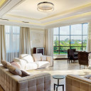 Ring Crystal Chrome Flush Ceiling Chandelier Light with Remote Control