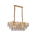 Opulent Gold Chandelier Ceiling Light with Triangular Crystal Prisms