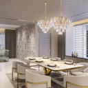 Opulent Gold Chandelier Ceiling Light with Triangular Crystal Prisms
