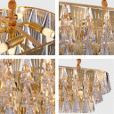 Opulent Gold Chandelier Ceiling Light with Triangular Crystal Prisms