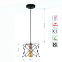 Star Cage Pendant Light with Rose Gold Accent and Black Metal Frame