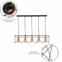 Star Cage Pendant Light with Rose Gold Accent and Black Metal Frame