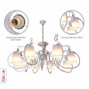 Creamy White Shade Rice White Gold Brushed Arm Ceiling Chandelier Light