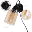 Black Plug-In Adjustable Glass Cone Wall Light with Rocker Switch